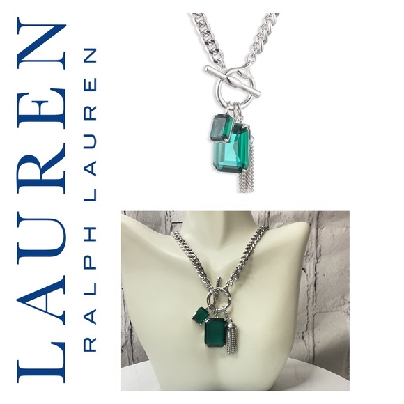 🐘🐘 Lauren Ralph Lauren Emerald Stone Toggle Necklace